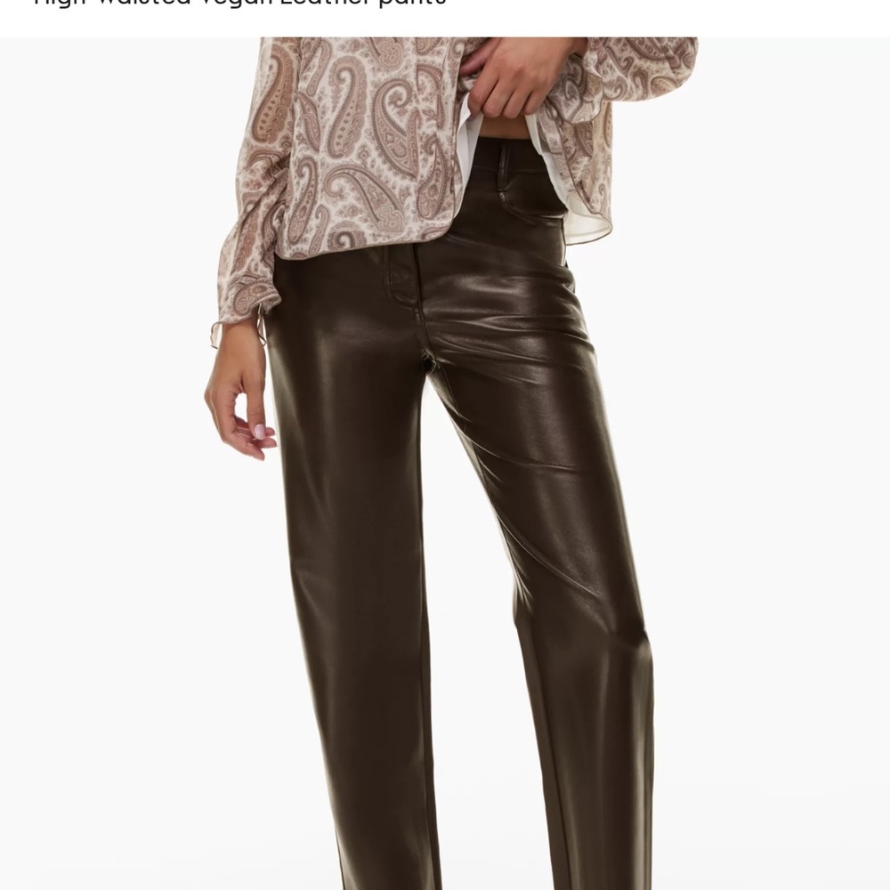 Aritzia leather pants, short size 4, Rich Mocha Brown